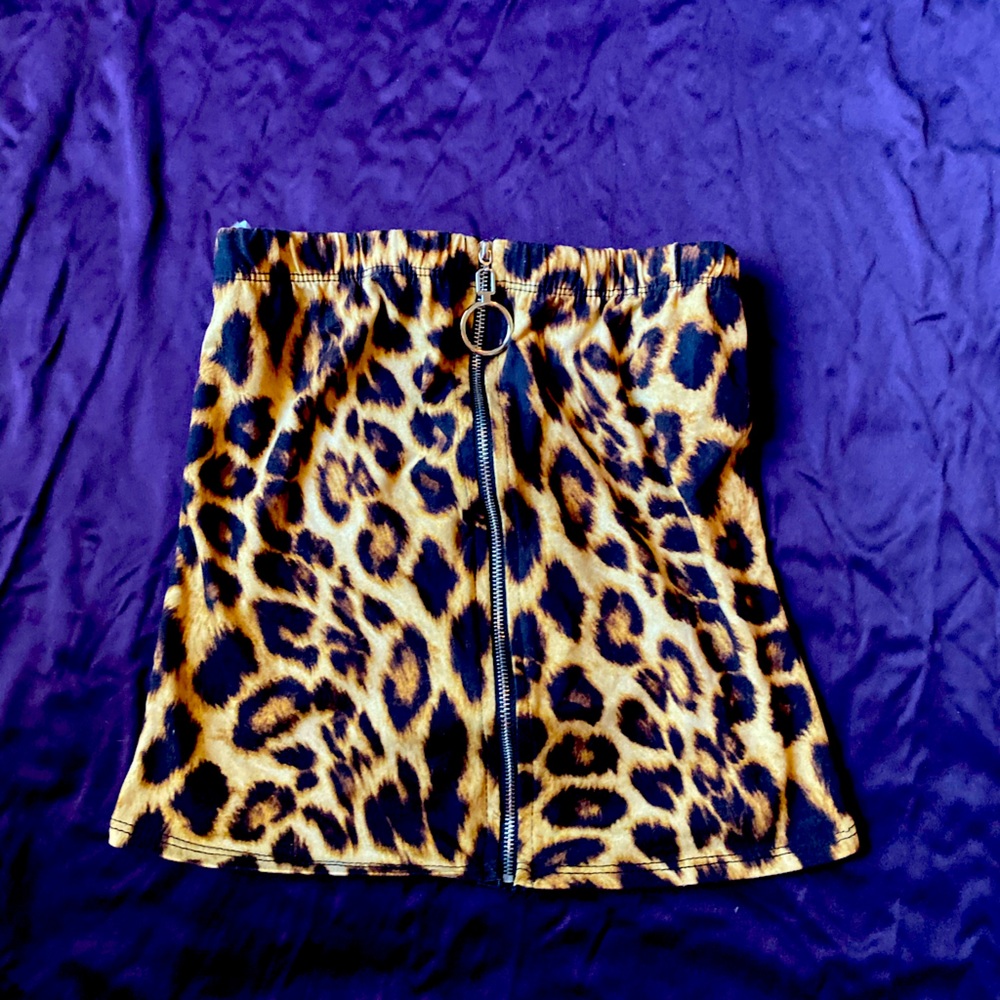Cheetah print zip tube top